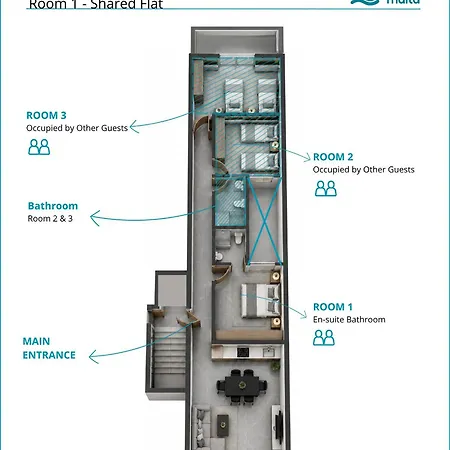 F8 1, Private Double With Private Bathroom In Shared Flat Δωμάτια σε οικογενειακή κατοικία Msida